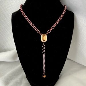 #Sabika Amber & Gold Necklace in Antique Brass Setting